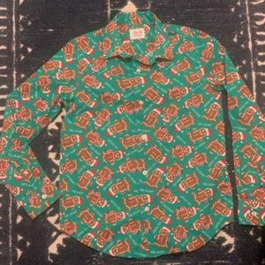 North Pole Gingerbread Man Dress Shirt M 10-2